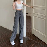 2025 Fashion 90s Loosefit Denim Pants for Women Spring Autumn Korean New In Woman Straight Leg Jeans High Waist Shot Trousers